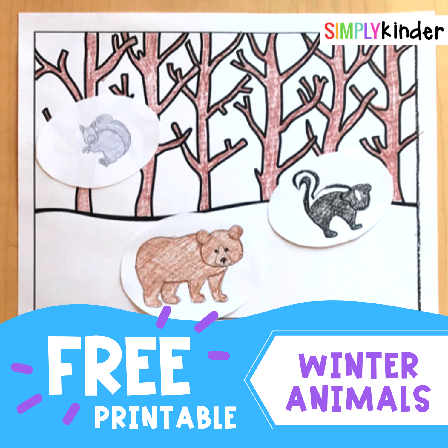 free winter animals printable worksheets - simply kinder